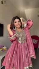 Rose Mehfil Mirror Work Anarkali Set
