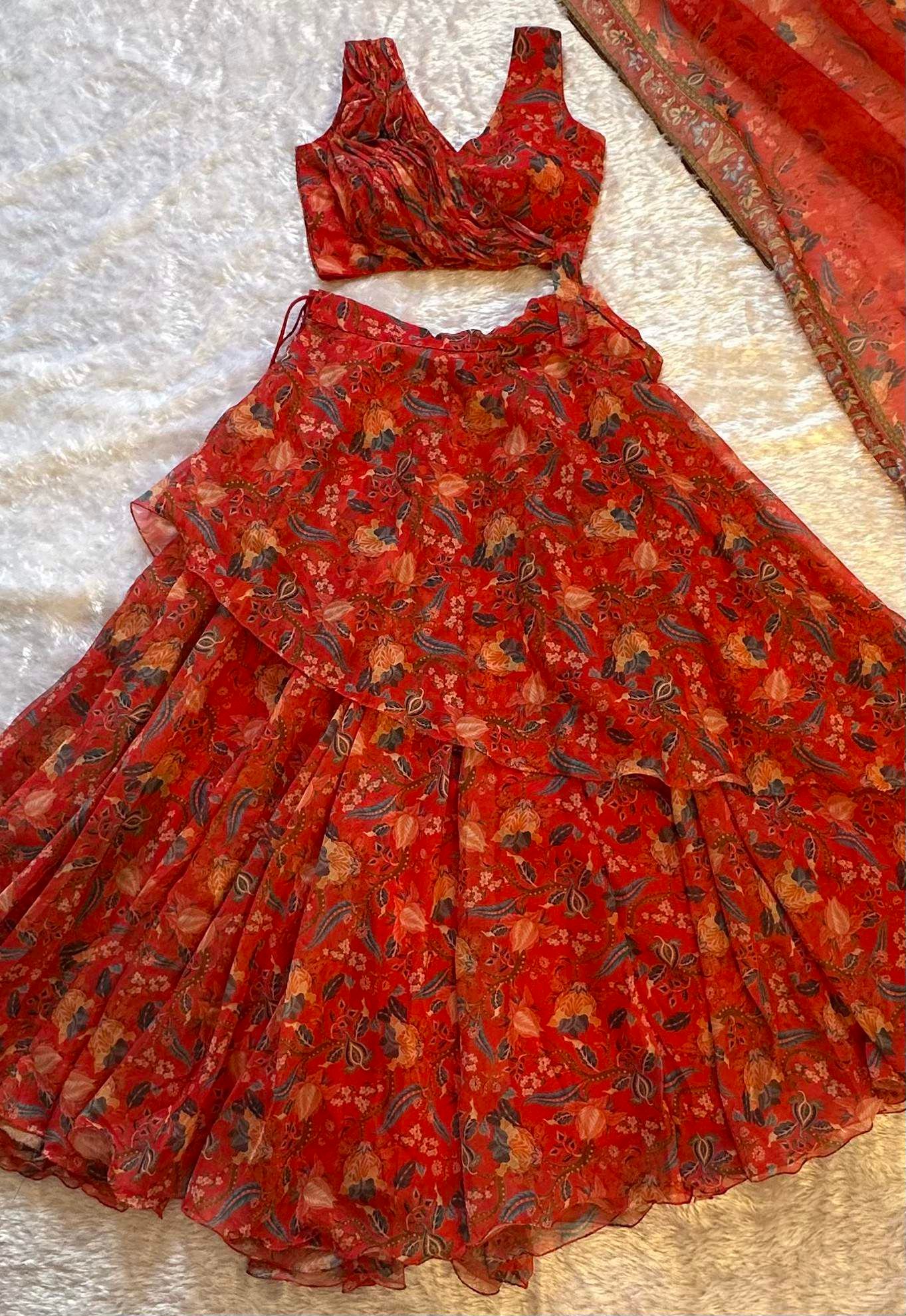 Crimson Raga Printed Lehenga Set - Image 3