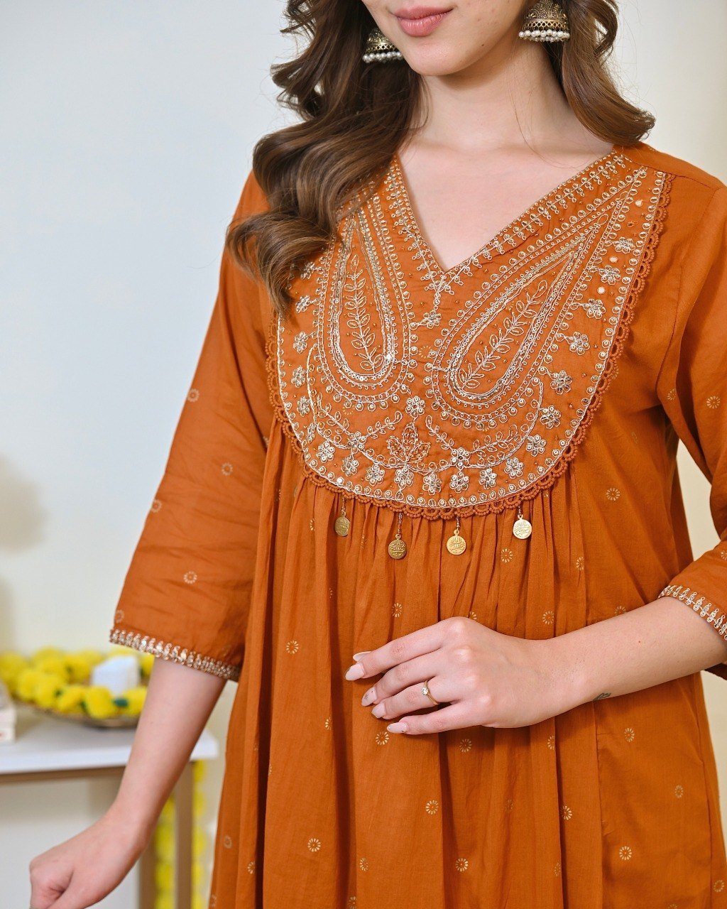 Terracotta Royale Embroidered Kurta - Image 7