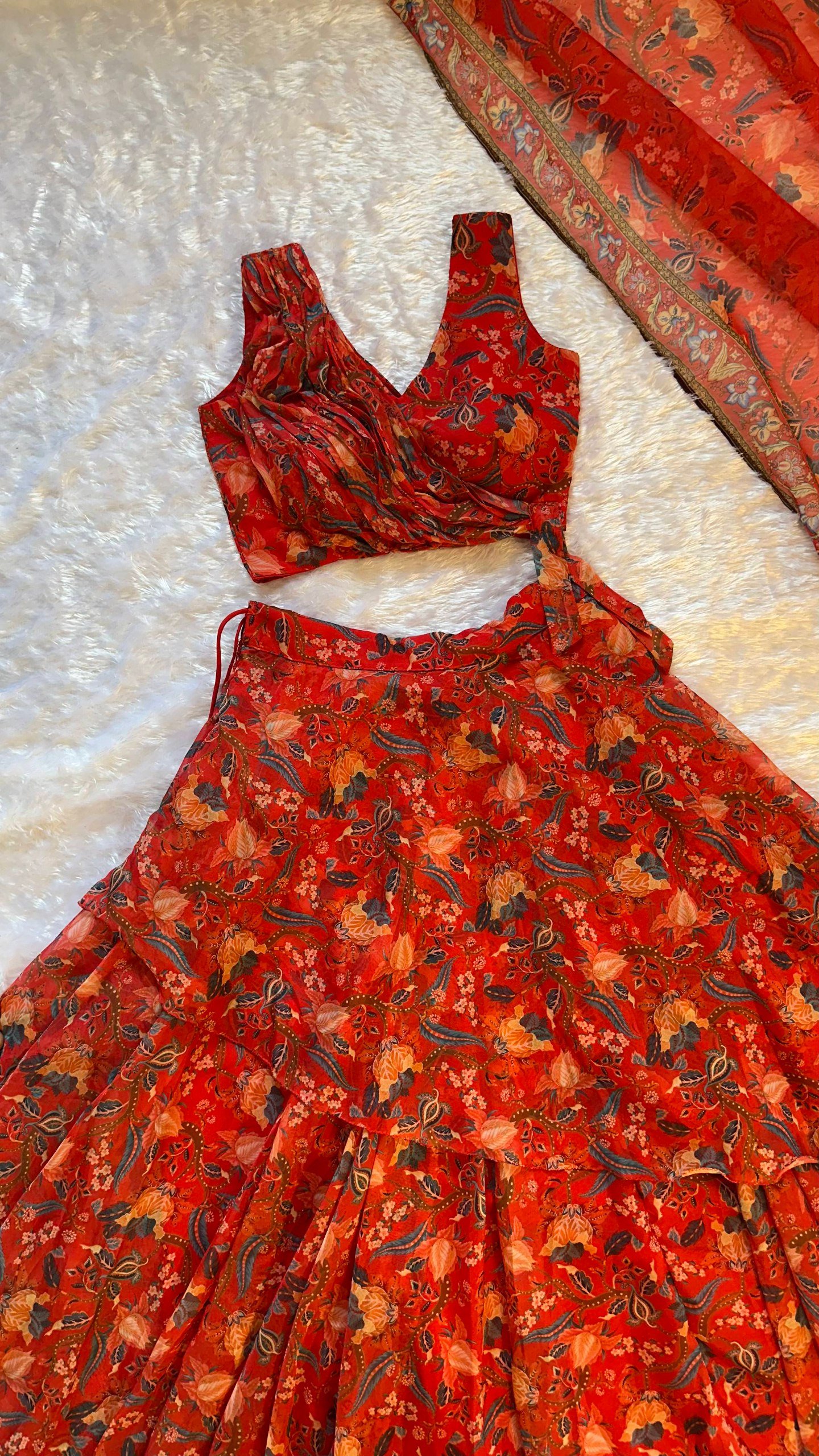 Crimson Raga Printed Lehenga Set - Image 5