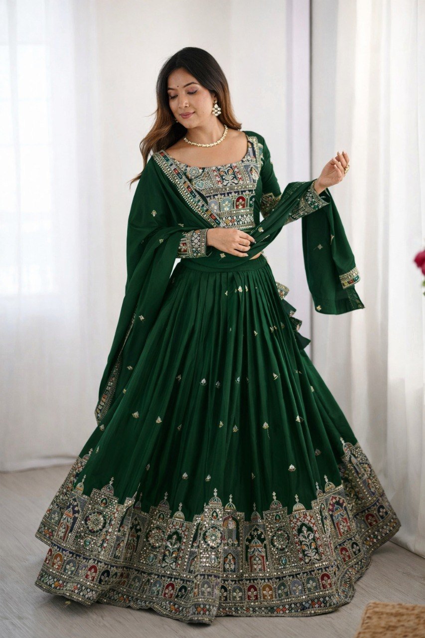 Rust Regal Embroidered Bridal Lehenga Set - Image 5