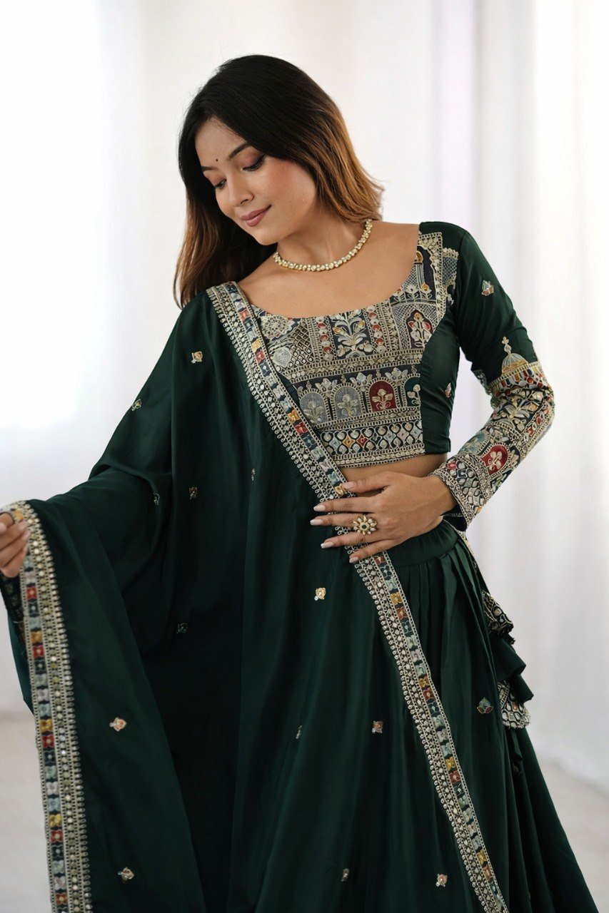 Rust Regal Embroidered Bridal Lehenga Set - Image 6