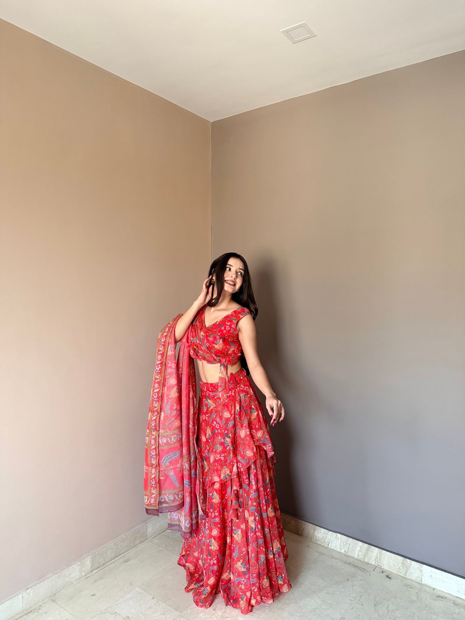Crimson Raga Printed Lehenga Set - Image 8