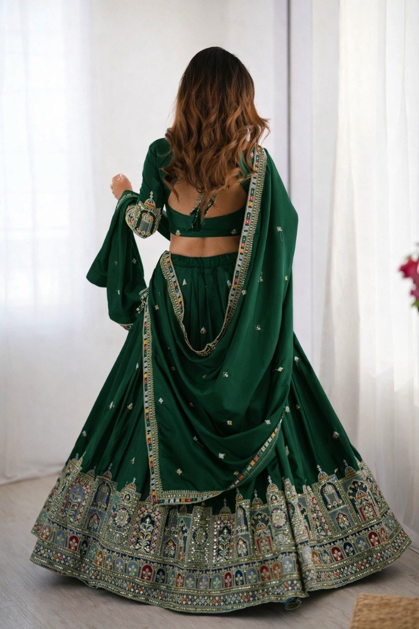 Rust Regal Embroidered Bridal Lehenga Set - Image 2