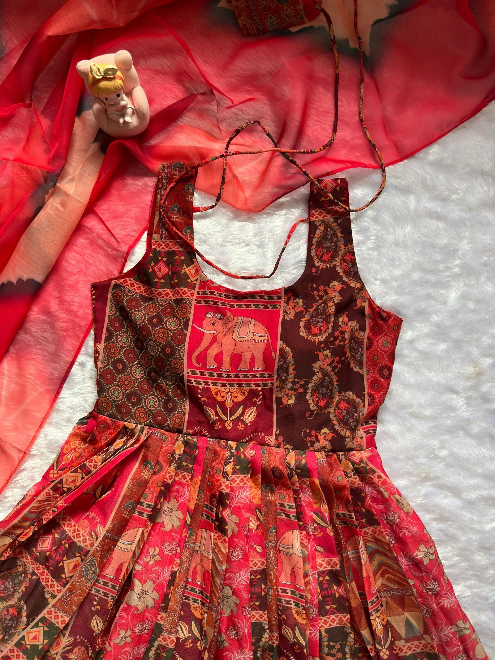 Royal Heritage Patchwork Printed Flared Dress - Image 10