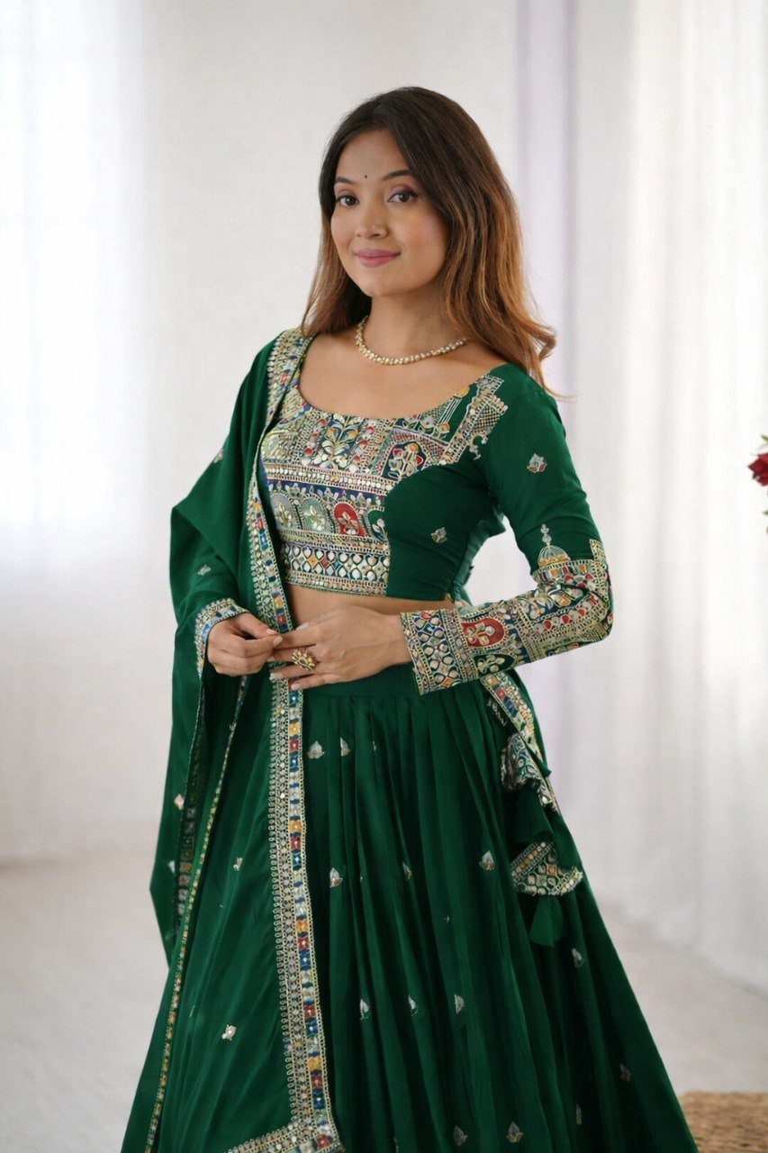 Rust Regal Embroidered Bridal Lehenga Set - Image 3