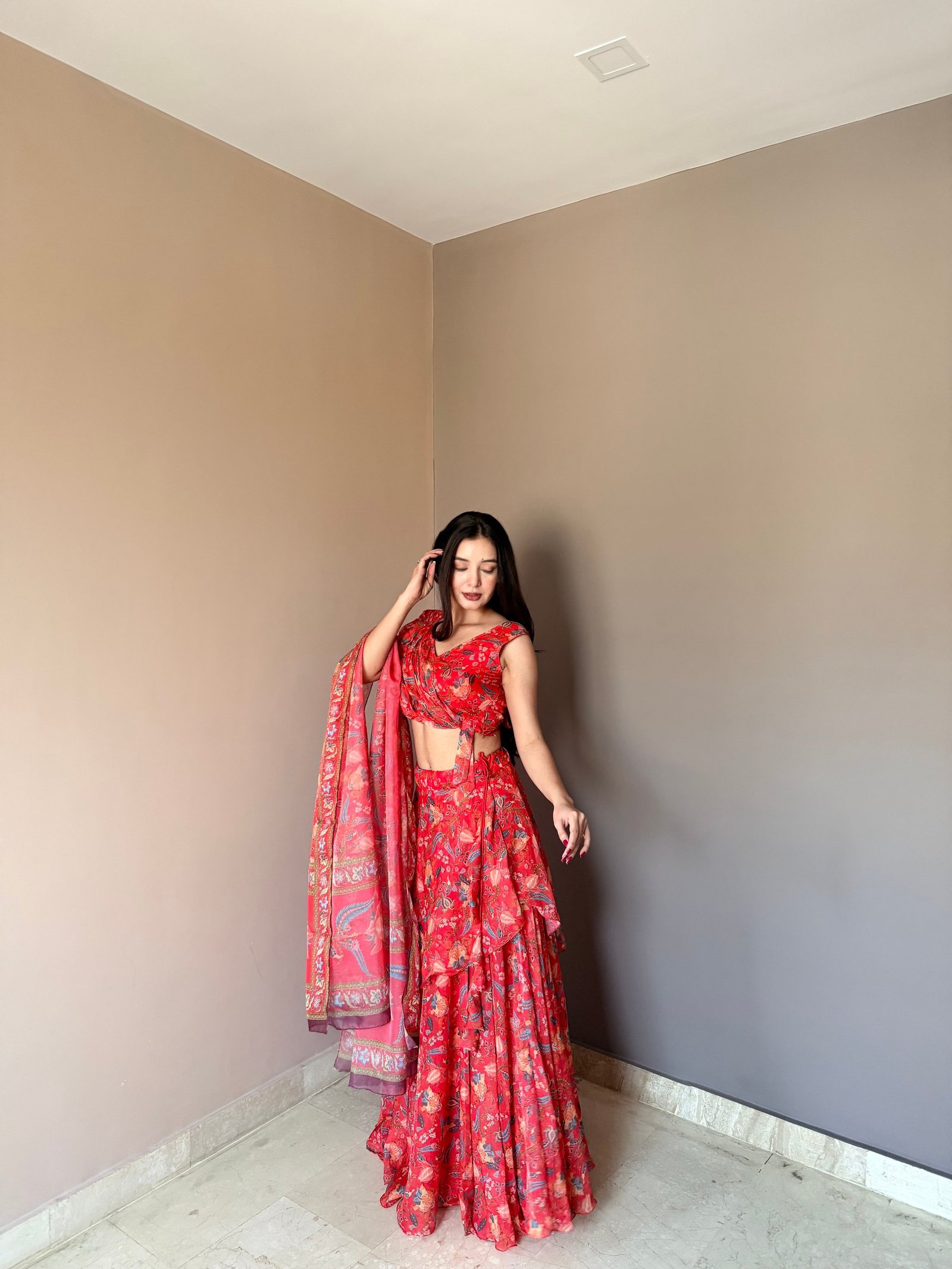 Crimson Raga Printed Lehenga Set - Image 11