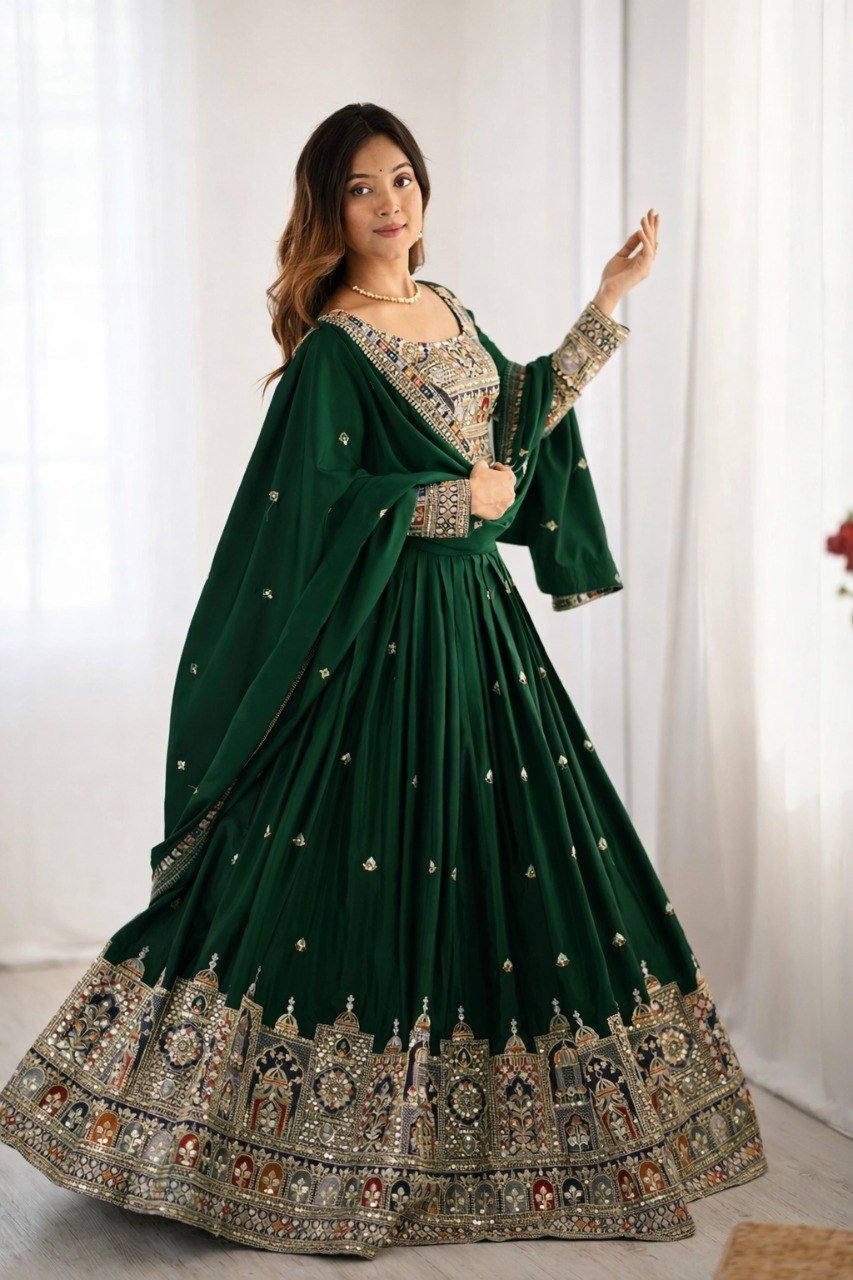Rust Regal Embroidered Bridal Lehenga Set - Image 4
