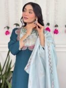 Aqua Noor Embroidered Kurta Set with Dupatta