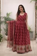 Ruby Bloom Printed Anarkali Dress with Dupatta