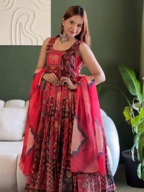 Royal Heritage Patchwork Printed Flared Dress
